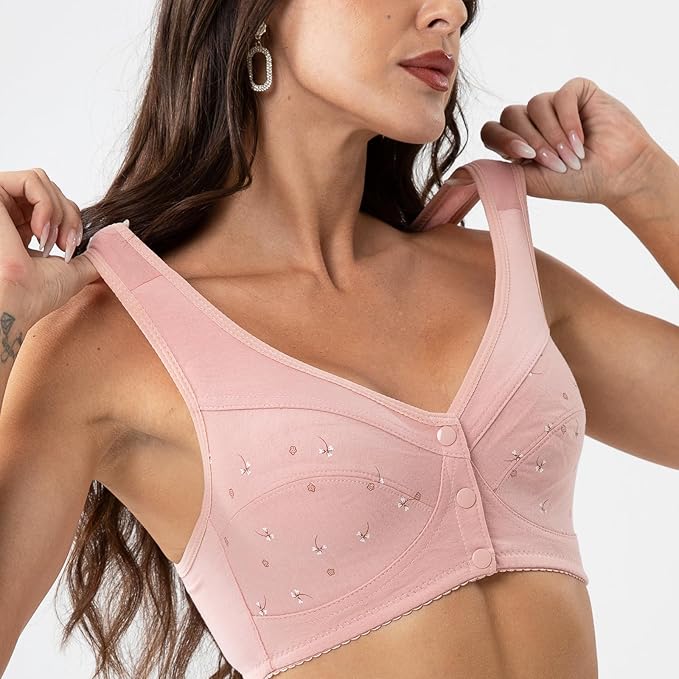 Front-Button Anti sagging Jersey Cotton Wireless Bra!