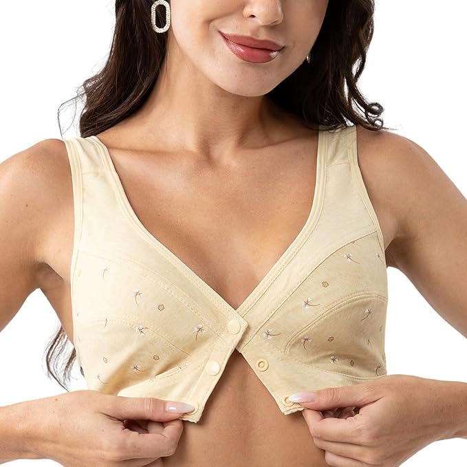 Front-Button Anti sagging Jersey Cotton Wireless Bra!