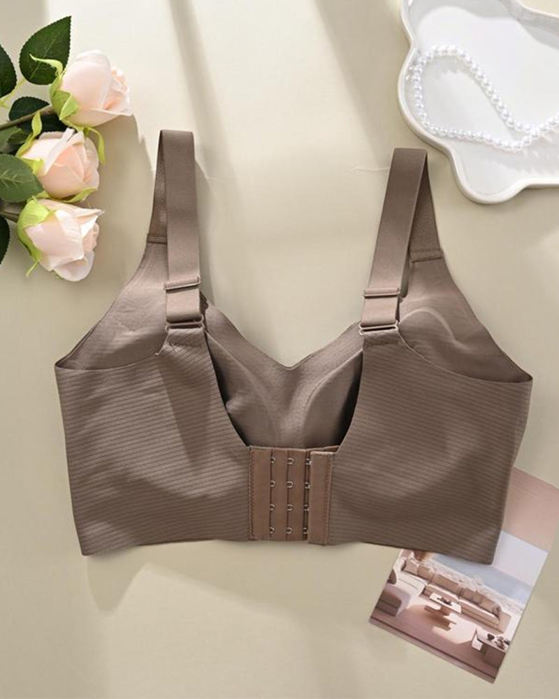 Solid Color Four Rows Adjustable Wireless Women's Bra